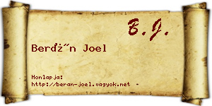 Berán Joel névjegykártya